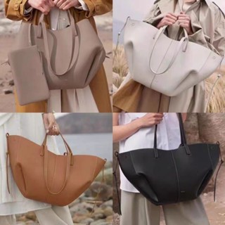 Polene POLENE Paris Da Bò Xếp Ly Túi Tote Pháp Niche Thiết Kế Túi Xách Dung Tích Lớn Túi Mua Sắm Di Động Vai Túi Nách