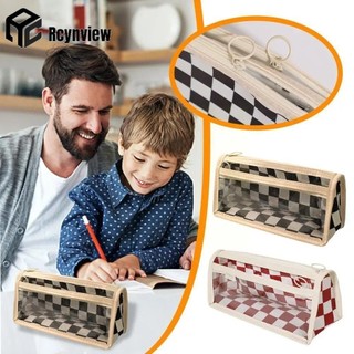 Checkerboard bút dung tích lớn trong suốt hộp đựng bút chì chống nước dung lượng cao lưới túi đựng bút chì 2 lớp