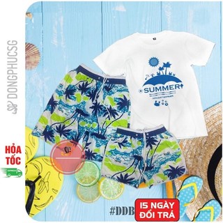 Đồ đi biển nam nữ gia đình set gồm áo thun và quần nổi bật chất thun dày dặn DDB60 | DONGPHUCSG