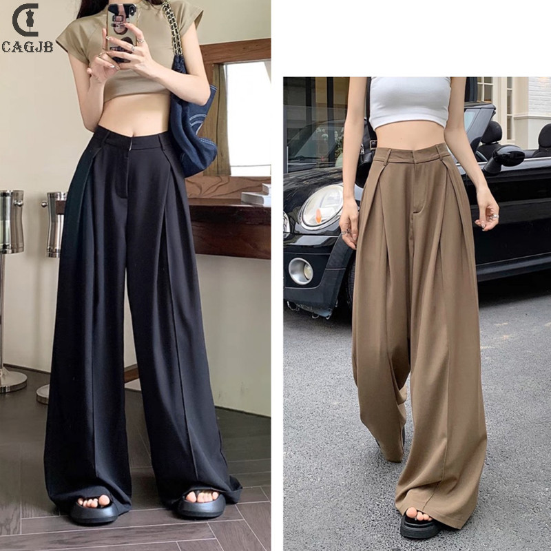 Quần rộng rãi dáng rộng thông thường có chiều rộng cao thời trang dành cho nữ YOMG