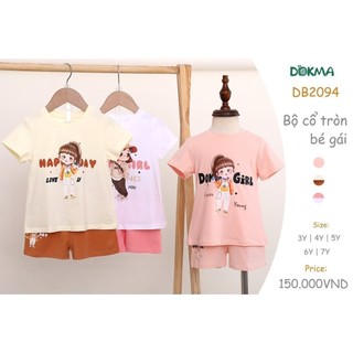 Db2094 bộ quần áo cộc tay cotton bé gái dokma kid