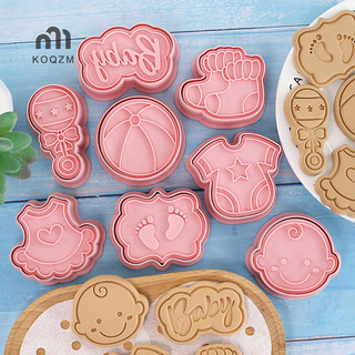 8 cái / bộ khuôn làm bánh quy hoạt hình diy cho bé khuôn cắt bánh quy 3d khuôn bánh quy nhựa nướng bánh quy tem cookie dụng cụ trang trí bánh quy