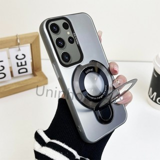 Vỏ khung sang trọng Samsung S22 Samsung S22 Plus Samsung S22 Ốp lưng siêu cứng mờ acrylic dày vỏ chống sốc có giá đỡ hút từ tính tròn