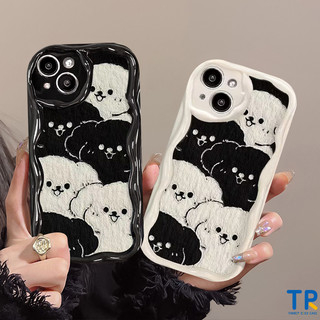 Dành Cho Realme C51 11 C55 C35 C67 Note 50 C53 C11 C15 C25Y C21 C25 C30 C21Y C31 C17 C25s C12 C3 C2 C33 5s 6i 7 5i 5 9i Cặp Đôi Dễ Thương Màu Đen Trắng Chó Con Ốp Lưng 3D Nơ Mềm Mại Ốp lưng