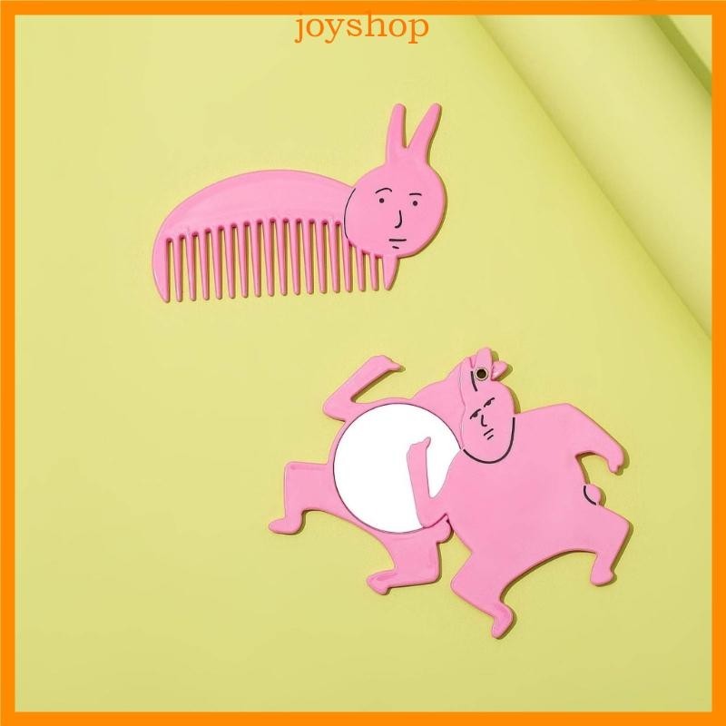 ☸JOY Bộ Gương Và Lược Thiết Kế Hình Thỏ Hồng Chất Liệu acrylic Hoàn Hảo Cho Duv