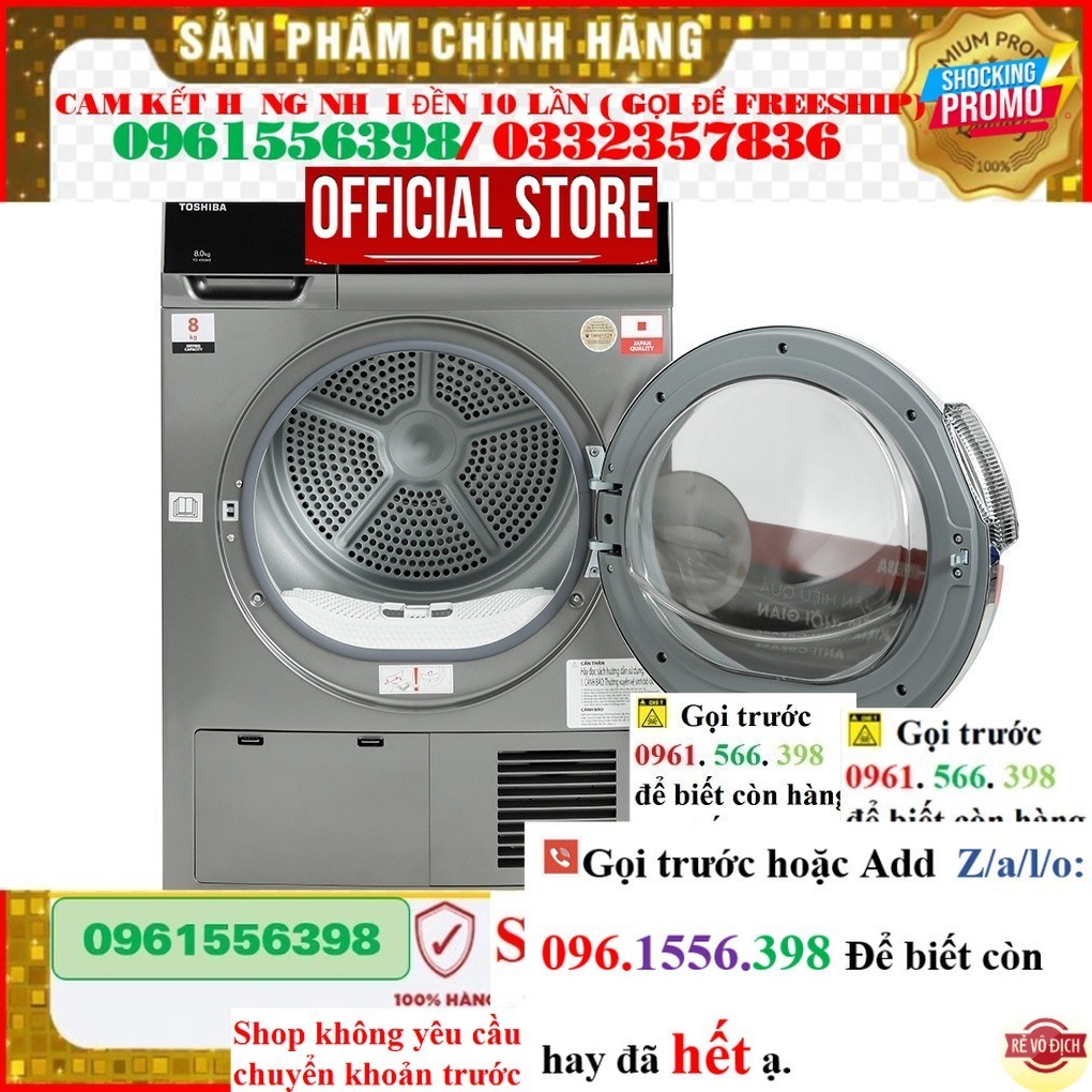 << CH TD-K90MEV(SK)  - Máy Sấy Ngưng tụ Toshiba 8 kg TD-K90MEV(SK) - Miễn Phí Lắp Đặt .