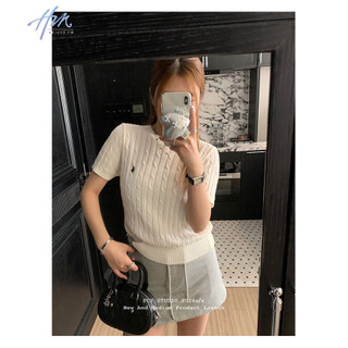 Cổ Tròn Nhỏ Xoắn Dệt Kim Ngắn Tay Top Nữ Xuân Hè Mỏng Phong Cách 2024 Phiên Bản Hàn Quốc Áo Len Thường Ngày