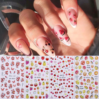 Hama Nail 5D Dập Nổi Móng Tay Nghệ Thuật Miếng Dán Bán Buôn Trái Cây Mùa Hè Anh Đào Nho Chanh Hoa Nhỏ Trang Trí Móng Tay Ba Chiều Miếng Dán Decal