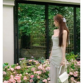 Phong Cách Pháp Go-Getter Cô Gái Phong Cách Dây Đeo Đầm Nữ Xuân Hè Niche Váy Không Đều Váy Giữa Chiều Dài Tinh Khiết Desire Tính Khí Váy Hông