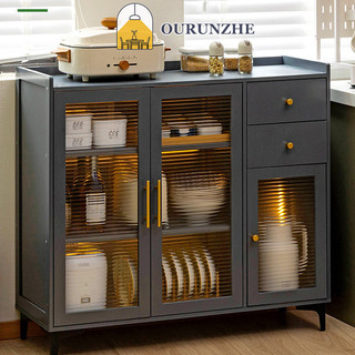 Kệ bếp OURUNZHE, tủ đựng đồ, tủ đựng đồ, chậu nhiều tầng, chảo, bát đĩa, gia vị, đồ dùng, tủ, tủ gia dụng