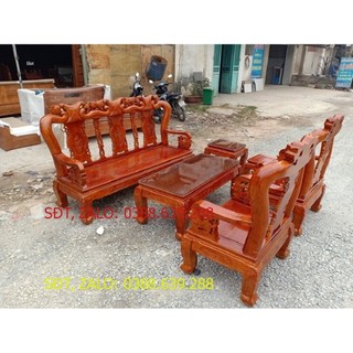 Bàn ghế quốc đào gỗ xoan ta 6 món tay 10