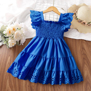 Njxd Mùa Hè Bé Gái Quần Áo Không Tay Đầm Ren Dây Treo Đầm Cổ Vuông Đơn Giản Công Chúa Thanh Lịch Đầm Dự Tiệc