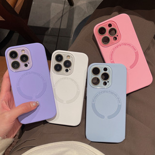 Ins Fashion Girly Pink Liquid SIlicone Ốp Điện Thoại Không Dây Từ Tính Tương Thích Cho IPhone 15 14 13 12 11 Pro Max Ốp Lưng TPU Mềm Chống Bụi Bẩn