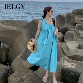 IELGY Quần áo du lịch và chụp ảnh váy treo lệch vai kỳ nghỉ của bé gái nhỏ