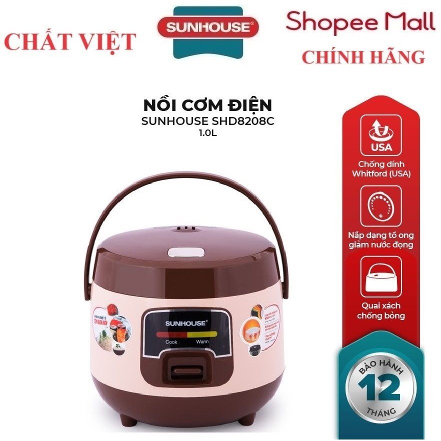 Nồi cơm điện mini SUNHOUSE 1L SHD8208C