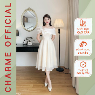  Váy Đi Tiệc Trễ Vai Nơ Gập Charme 302001