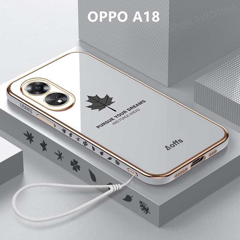 Ốp Lưng OPPO A18 Mạ điện Lá phong TPU Mềm Ốp Điện Thoại OPPO A18