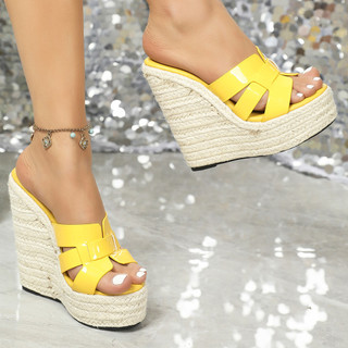 Xăng đan Nữ Mới Straw Wedge