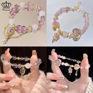 Pha Lê Zircon Vòng Tay Cho Nữ Ngọt Ngào Trái Tim Mặt Dây Chuyền Vòng Tay Phụ Kiện Thời Trang Món Quà Trang Sức