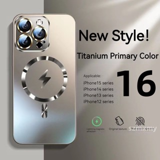 Ốp Điện Thoại Từ Tính AG Titanium Ash Lightning Bán Chạy Cho Iphone 16 15 13 14 12 11 Pro Max Plus Bảo Vệ Ống Kính Nano Bao Gồm Tất Cả Chống Vân Tay Ốp Lưng Cứng Mờ