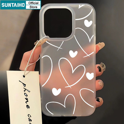 Suntaiho Thẩm Mỹ Đơn Giản Họa Tiết Tình Yêu Trong Suốt Mờ Dành Cho Iphone 16 15 14 12 13 11 Pro Max IP 7 8 Plus Iphon X Xs XR Xs Max TPU Silicon Mềm Cao Cấp Chống Sốc Ốp điện thoại