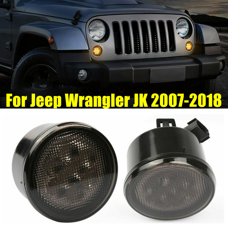 Đèn LED Trước Bật Tín Hiệu Cho Xe Jeep Wrangler JK JKU 2007-2018 Vàng Hổ Phách Ánh Sáng Fender Bên Đ
