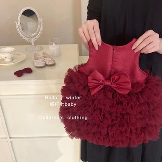 V1399 - Váy Đỏ Xinh Cho Bé Yêu Nhiều Tầng