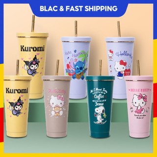 Cốc giữ nhiệt Thép không gỉ 304 Hoạt hình Cốc nhà bếp Thanh Phim hoạt hình   giữ nhiệt công suất lớn Cốc hút Cốc nước Thép không gỉ Cốc Rơm blackpink11