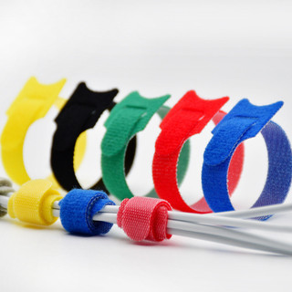 10 Cái dây velcro dán tự dính 2 mặt chữ T , dây buộc gọn dây điện dây cáp có lỗ xỏ nhiều màu(Màu Ngẫu Nhiên)-CASSN