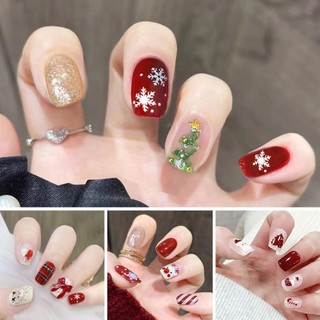 Thời Trang Mới Giáng Sinh Đeo Được Làm Móng Tay Có Thể Tháo Rời Mùa Đông Thu Làm Móng Tay Ngắn X0D1