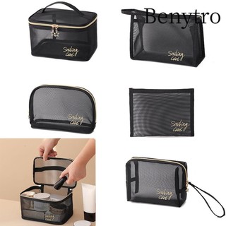 Benytro dùng đựng mỹ phẩm trong suốt phối lưới cỡ lớn tiện dụng mang theo du lịch có 5 tùy chọn