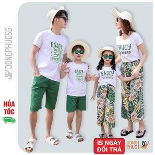 Áo thun gia đình mẫu Enjoy set đồ đồng phục hội nhóm nổi bật thun cotton dày dặn GD416 DONGPHUCSG