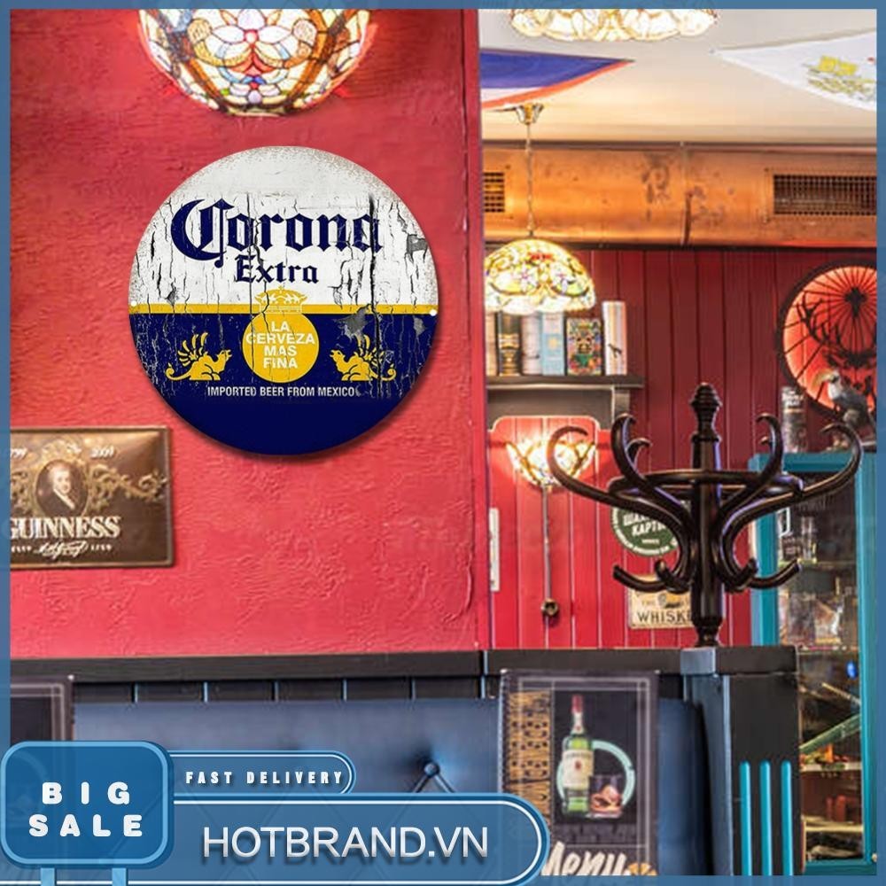[Hotbrand.vn] Đĩa Kim Loại Vintage Bia Corona Tròn Sắt Tranh Treo Tường Nghệ Thuật Trang Trí Nhà Cửa 30x30cm