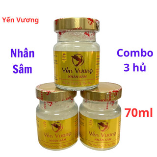 Combo 3 hủ yến sào nhân sâm, đông trùng, hạt sen, táo đỏ, yến chưng sẵn 35% yến tươi - yến vương hủ 70ml - gdbg