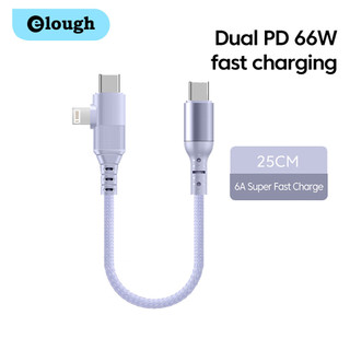 Cáp USB C Elough 2in1 30W 0.25M 66W Type C sang Type C Dây cáp Mini cầm tay ngắn
