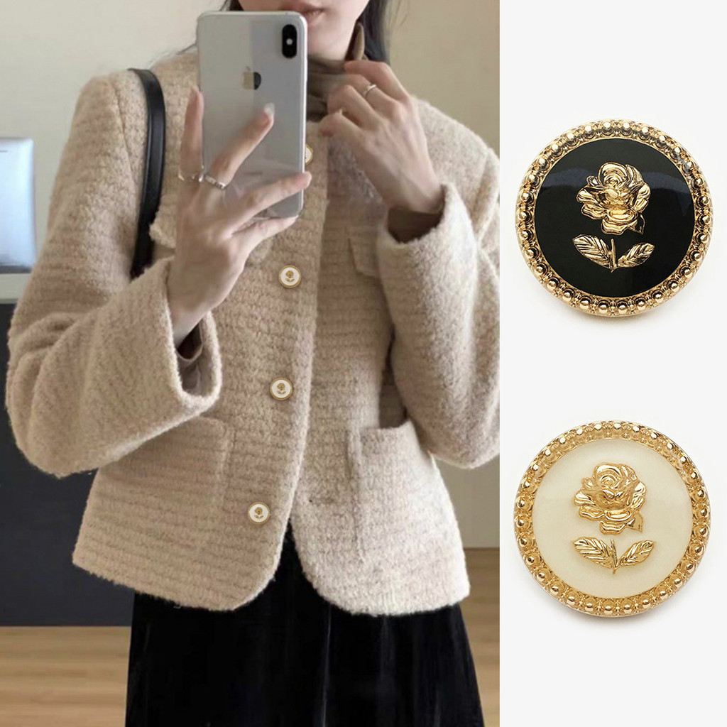 Bfxdg 10 Cái / bộ Retro Tinh Tế Hoa Hồng Kim Loại Nút Hoa Nữ Áo Khoác Áo Sơ Mi Đầm Áo Len Cardigan Nút Thời Trang