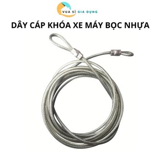 Dây cáp khoá xe bọc nhựa, cáp khóa xe máy 10 ly 1m/2m/3m/4m/5m/6m/7m/8m/9m/10m an toàn