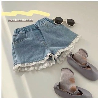  Quần Short Denim Nữ Phong Cách Mới Thời Trang Trẻ Em Mặc Ngoài Quần Jean Ren Mỏng Vừa Quần Trẻ Em