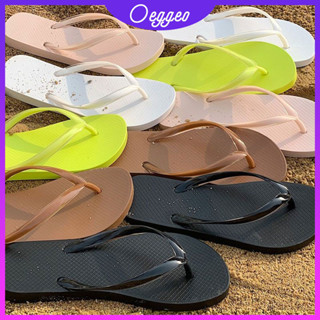 Oeggeo shop Giày nữ Chống trượt kẹp đế phẳng Dép xỏ ngón thạch màu trơn