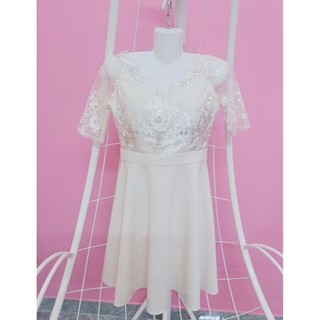 🌹Đầm Nữ Hoa Hồng Ren Trắng, Váy Nữ Dáng Xòe, Thiết Kế Thời Trang Size Dưới 57kg🌹