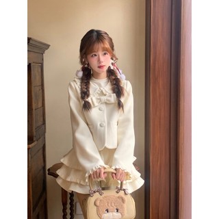 Sinsingirl singirl Brey Milk Fu Năm nay Bộ đồ đẹp phổ biến Váy mùa xuân Phù hợp với len Bộ đồ hai mảnh Fema