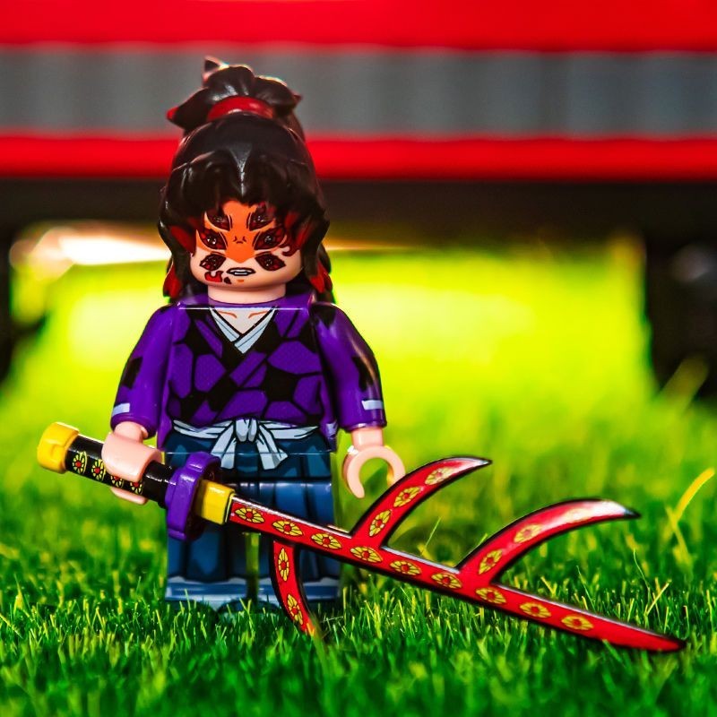 Tương thích với Lego Demon Slayer Minifigure 6138 Demon Dance Ten No Miserable Black Dead Eyes Minifigure Lắp Ráp Khối Xây Dựng Anime