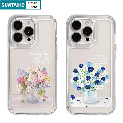 Suntaiho Ốp lưng Iphone Đẹp trong suốt in hình dễ thương Tranh Sơn Dầu Họa Tiết Hoa Ốp điện thoại TPU Mềm Chống Sốc Cho Iphone 15 14 12 13 11 Pro Max IP 7 8 Plus Iphon X Xs Xr Xs Max