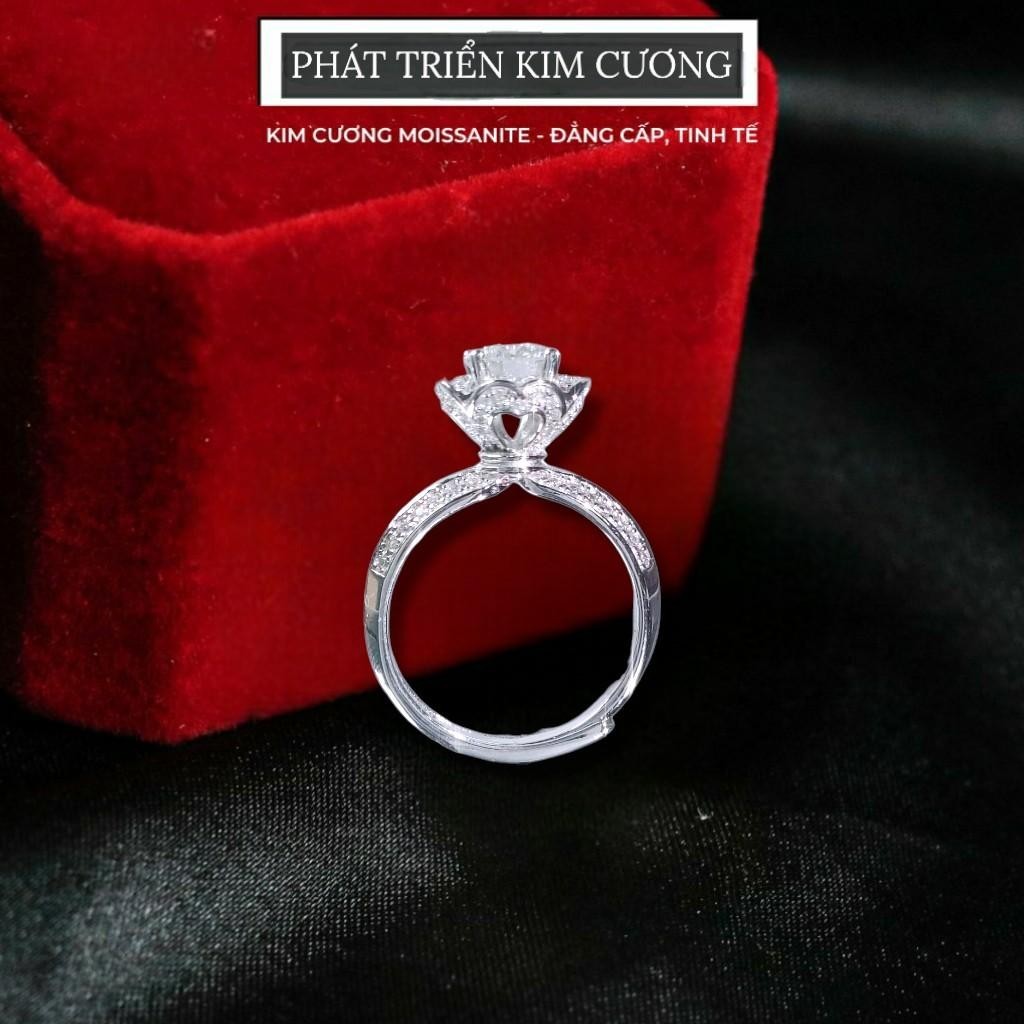 Nhẫn kim cương Moissanite 6li3 bông hồng cao