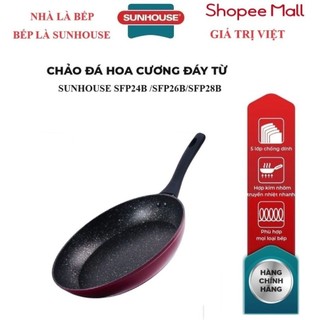 Chảo đá hoa cương đáy từ sunhouse sfp24b/sfp26b/sfp28b | 5 lớp chống dính siêu bền
