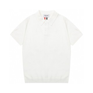 24ss mới thom browne tb sọc lưng dệt kim áo sơ mi polo nam nữ thể thao dạo phố áo len áo thun ngoài trời