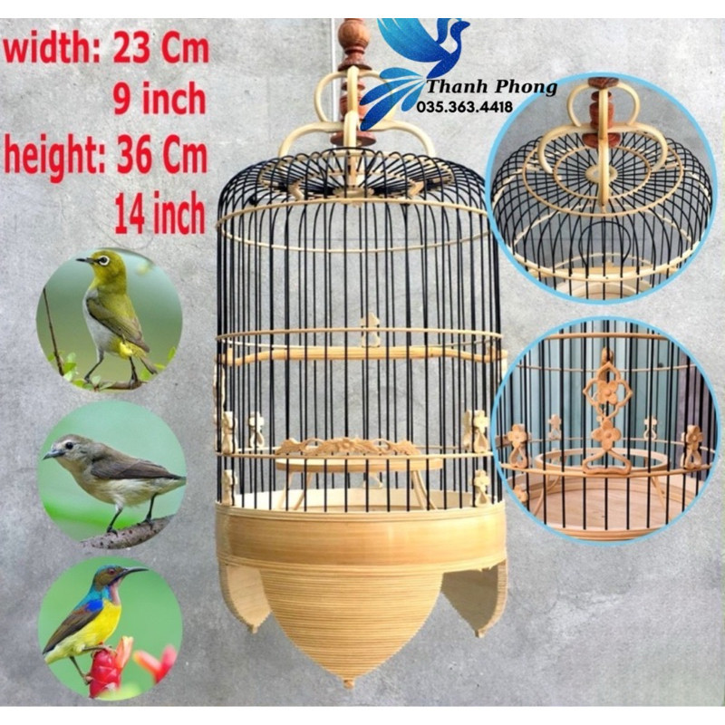 Lồng chim Khuyên hắc trúc (hàng kỹ), lồng nuôi chim khuyên, chim hút mật, chim sâu đẹp