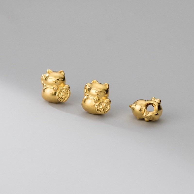 Charm bạc 3D HTJEWELRY mèo chiêu tài PH781