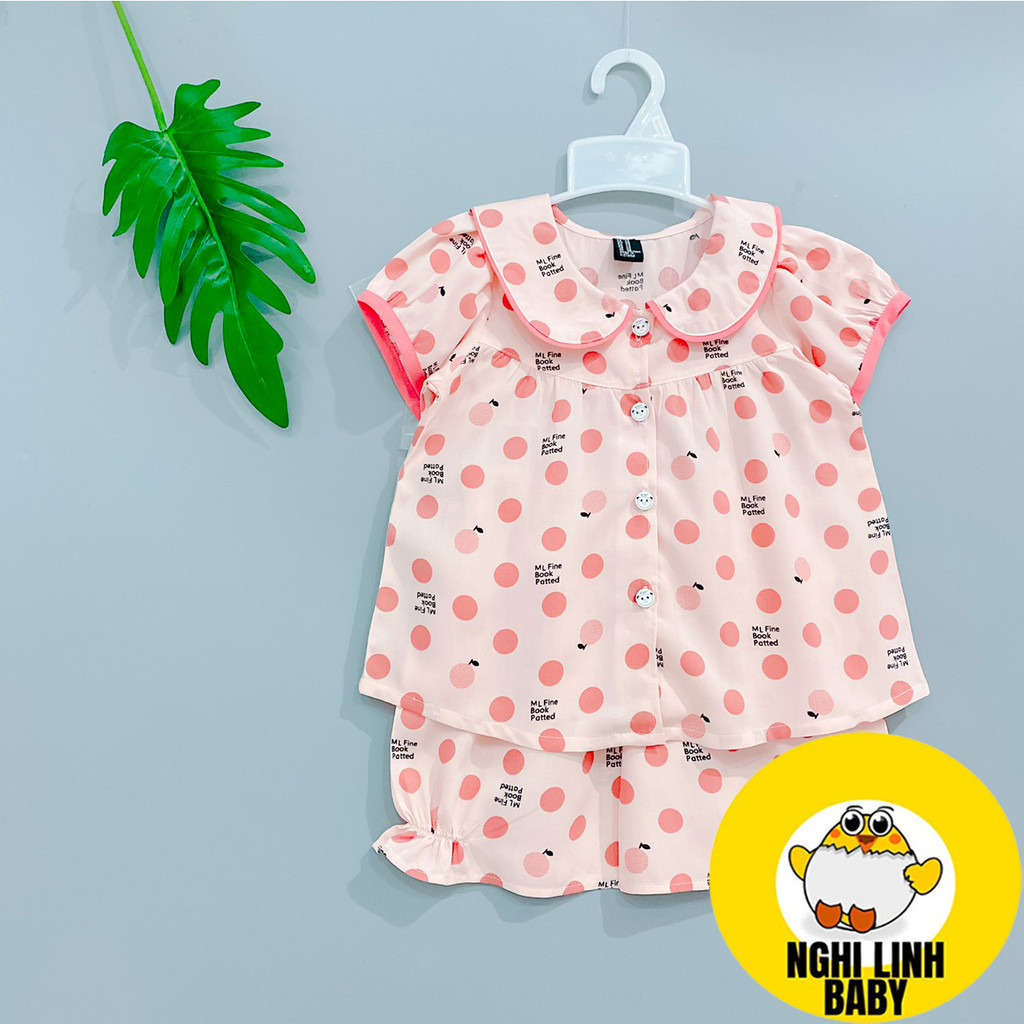 Đồ bộ bé gái, đùi tole xuất khẩu cài nút trước cổ sen xinh xắn size từ 10-42kg - Nghi Linh Baby