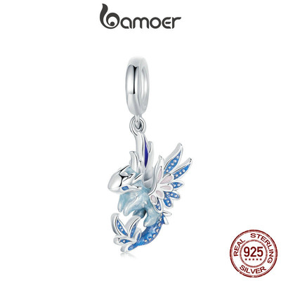Bamoer 925 Sterling Sliver Charm Flying Dragon Mặt Dây Chuyền Phụ Kiện Series Cho Vòng Tay